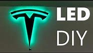 Lit Up LED Tesla Logo Signs!