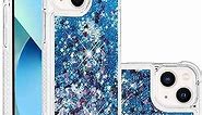 COTDINFOR Compatible with iPhone 14 Plus Case Glitter Liquid Cute Clear Phone Case Floating Quicksand Shockproof Protective Bumper Silicone Soft TPU Case for iPhone 14 Plus 6.7 inch Love Blue YB