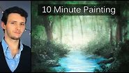 Painting a Misty Forest Landscape with Acrylics in 10 Minutes!