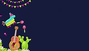 Cinco de Mayo 3d vector Background Design. Perfect for a Mexican Celebration with cactus, maracas guitar and pinata elements. 4k video greeting card frame