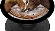 Cute Horse Pop Phone Grip For Girls - Two Horses Horseshoe PopSockets PopGrip: Swappable Grip for Phones & Tablets PopSockets Standard PopGrip