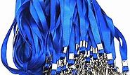 Blue Lanyards 100 Pcs Lanyard for Id Badges Flat Lanyard with Badge Clip with J-Hook