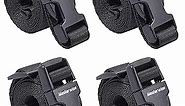 Masterwise Buckle Straps with Clips, Adjustable Nylon Straps with Buckle, Packing Straps, Black 4 Pack (4‘x0.75“)