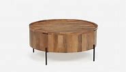 BARREL industrial chic coffee table 90cm with lift-top and storage | Structube