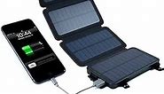 Survival Frog QuadraPro Solar Charger Power Bank - 5.5W 4-Panel Portable Wireless Phone Charger - Compatible with iPhone, Android, 2 USB Port, Flashlight, Magnetic Case, Hanging Loops - Battery Backup