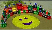 How to make Giant Rainbow Emoji - Experiment Coca Cola vs Mentos & Fanta, Mtn Dew in Underground