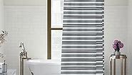 NTBAY Fabric Shower Curtain, Water Repellent Decorative Curtain for Bathroom Shower Stall, Navy Blue and White Stripe, 72x72 Inches