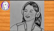How to draw a Beautiful girl with headphone // Pencil Sketches : Easy girl drawing : Art Tutorial 🎵