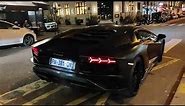 LOUD Matte Black Lamborghini Aventador S Startup, Rev and Acceleration in Paris !