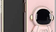 TRADAY Cute Outer Space 3D Astronaut Phone Case with Hidden Stand Lens Film Protective Cover for iPhone Xs MAX Pink