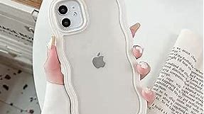 XIZYO for iPhone 11 Case, Curly Wave Frame Cute Phone Case Clear Wavy Aesthetic Phone Case for Women Girls Slim Soft TPU Shockproof Protective Bumper Case, White