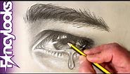 Cómo dibujar un ojo llorando con lápiz - paso a paso