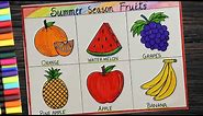 Summer season fruits easy drawing l How to draw summer season fruits chart for school project