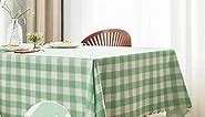 MANGATA CASA Green Gingham Tablecloth for Rectangle Tables- Checkered Table Cloth Waterproof Kitchen & Table Linens-Polyester Buffalo Plaid Wrinkle Free Table Cover(Light Green 60X84in)