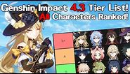 Genshin Impact Version 4.3 Tier List! All Characters Ranked!