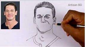 Easy realistic portrait John Cena, How To Draw John Cena #wwe