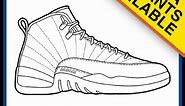 Air Jordan 12 Sneaker Coloring Pages - Created by KicksArt