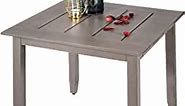 Welnow 24" Adirondack Side Table, Square Patio Outdoor End Table Aluminum Dining Table Weather Resistant Slat Top Rustproof Waterproof Coffee Tea Bistro Furniture Front Porch Table, Tan