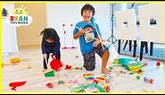 Ryan Emma and Kate Clean Up Pretend Play with Cleaning Toys for Kids!!!