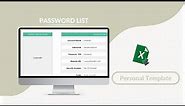 Password List Excel Template