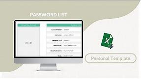 Password List Excel Template