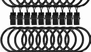 20 Pack Metal Curtain Rings with Clips, Curtain Clip Rings Hooks for Hanging Drapery Drapes Bows, Curtain Rod Rings 1.5 inch Interior Diameter, Black