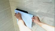 HUFEEOH Hand Towel Holder - Self Adhesive Bathroom Towel Bar Stick on Wall - SUS 304 Stainless Steel Brushed - Black