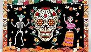 7X5FT Mexico Day of The Dead Theme Photography Background Sugar Skull Flower Masquerade Party Birthday Gathering Decoration Backdrop Banner Photo Prop