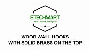 ETECHMART Wood Wall Hooks with Solid Brass on The Top