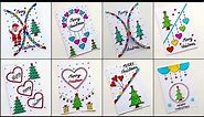 8 Easy & Beautiful white paper Christmas Card making|DIY Greeting Card|Handmade Merry christmas card
