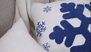 VAKADO Christmas Throw Pillow Covers 18x18 Set of 2 Embroidered Snowflake Decorative Xmas Cushion Cases Holiday Soft Home Decor for Bedroom Sofa Chair Porch Winter, Grey