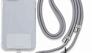 Universal Phone Lanyard, Anti-Theft Crossbody Strap for iPhone 15 Pro Max and Most Smartphones, Adjustable Cell Phone Neck Holder w/ 2 Non-Adhesive Tether Tabs for Men and Women, Grey/Silver