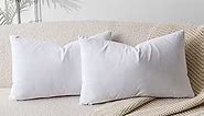 JUSPURBET White Lumbar Velvet Throw Pillow Covers 12x20 inch Set of 2 for Living Room Couch Sofa Bedroom Decorative Rectangle Solid Soft Cushion Cases with Invisible Zipper