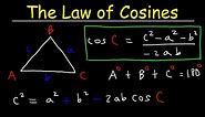 Law of Cosines, Finding Angles & Sides, SSS & SAS Triangles - Trigonometry