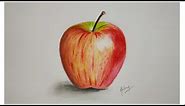 How to draw a realistic apple for beginners | step by step tutorial with colour pencils.