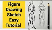 How to draw human figure drawing sketch Male for Beginners| Figure drawing Standing Pose easy Art