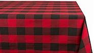 DII Buffalo Check Collection, Classic Farmhouse Tablecloth, Tablecloth, 52x52, Red & Black