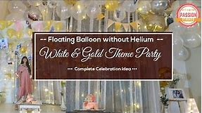 WHITE GOLD & ROSE GOLD theme Birthday Party Decoration | Floating Photos with Balloon without Helium