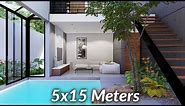(5x15 Meters) Loft Design | Minimalist House Tour