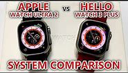 Hello Watch 3 Plus vs Original Apple Watch Ultra 2 - SYSTEM COMPARISON! (watchOS 10, 4GB Storage)
