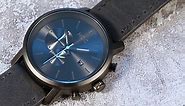 Infantry Black Leather Watches for Men Military Waterproof