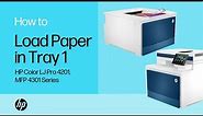 Load Paper to Tray 1 (Multipurpose Tray) | HP Color LaserJet Pro 4201, MFP 4301 Series | HP Support