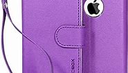iPhone 5s Case, BUDDIBOX [Wrist Strap] Premium PU Leather Wallet Case with [Kickstand] Card Holder and ID Slot for Apple iPhone 5 & 5s, (Purple)