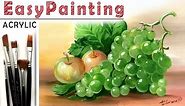 "Apples and grape" How to paint still life🎨ACRYLIC tutorial for beginners