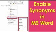 How To Enable Synonyms in MS Word