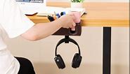 Aurynns Desk Cup Holder Clip on Pen Holder Headphone Hanger Headset Stand Rotatable Clamp Hook Under Desk (Violet)