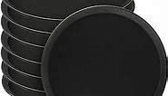 8 Pcs 16'' Large Restaurant Serving Trays with Rubber Lined Plastic Non Slip Tray Non Skid Round Serving Platter Server Tray for Bar Drink, Cafeteria Food, Coffee, Table, Hotel, Party, Black