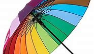 Variety To Go Rainbow Umbrella, Rainbow Umbrella Large, Pride Umbrella Compact, Windproof, Auto Open, 24K Rainbow Umbrella for Kids, Girls, Women, Men (Straight Handle)