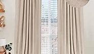 100% Blackout Shield Linen Blackout Curtains 120 Inches Long,Back Tab/Rod Pocket Living Room Drapes,Thermal Insulated Textured Blackout Curtains 2 Panels Set,50" W x 120" L,Oatmeal