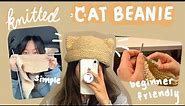How to Knit a Cat Ear Beanie for beginners, quick and easy tutorial!